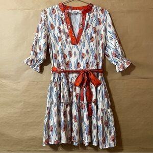 Paolita | Efterpe Tiered Mini Dress Floral Print Belted Puff Sleeves Size XS